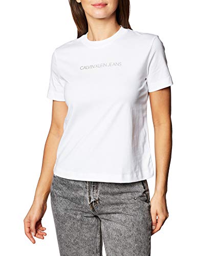 Calvin Klein Shrunken Inst Modern SS tee Camisa, Bright White, XL para Mujer