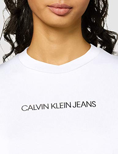 Calvin Klein Shrunken Institutional Logo tee Camiseta, Blanco (Bright White Yaf), L para Mujer