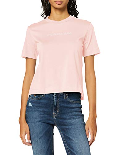 Calvin Klein Shrunken Institutional Logo tee Camiseta, Rosa (Keepsake Pink Tir), XL para Mujer