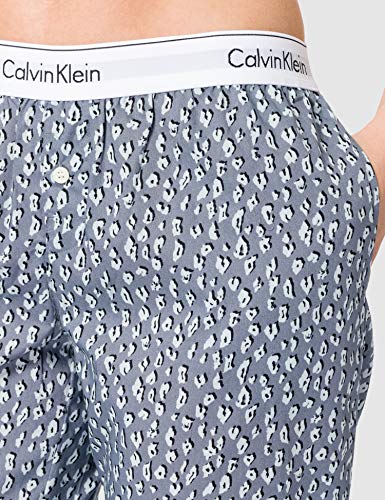 Calvin Klein Sleep Pant Pantaln de Pijama, Cheetah Shadow_Peltre, L para Mujer