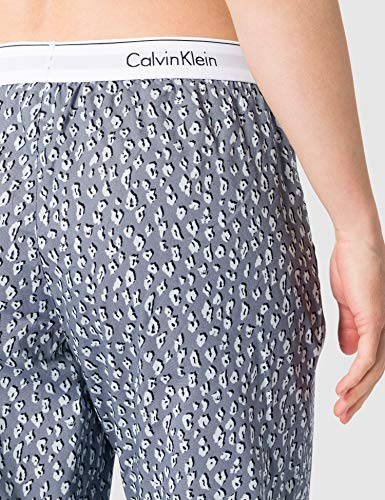 Calvin Klein Sleep Pant Pantaln de Pijama, Cheetah Shadow_Peltre, L para Mujer