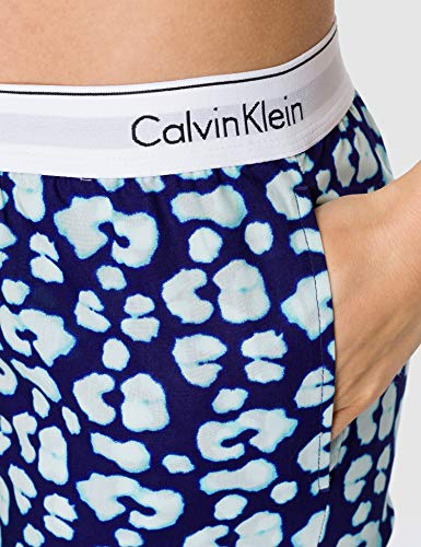Calvin Klein Sleep Pant Pantalón de Pijama, Leopardo Gecko_Purple Fuss, M para Mujer