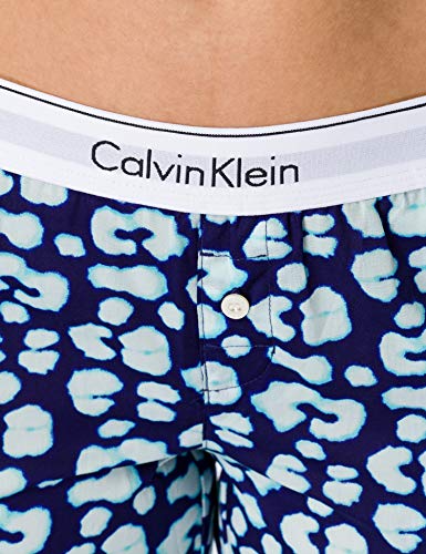 Calvin Klein Sleep Pant Pantalón de Pijama, Leopardo Gecko_Purple Fuss, M para Mujer