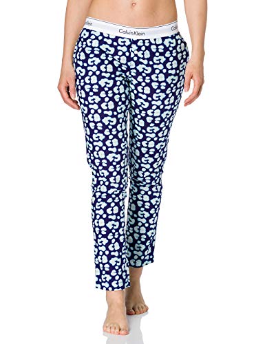 Calvin Klein Sleep Pant Pantalón de Pijama, Leopardo Gecko_Purple Fuss, M para Mujer