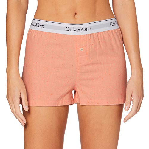 Calvin Klein Sleep Short Pantalones de Pijama, Naranja (Grapefruit Heather GHQ), XS para Mujer