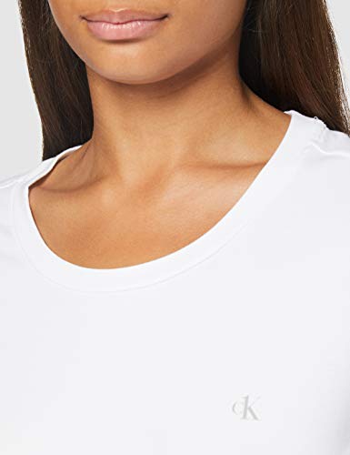 Calvin Klein S/s Crew Neck 2pk Top de Pijama, Blanco (White 100), S para Mujer