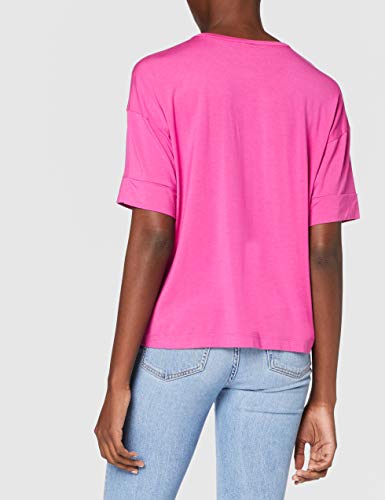 Calvin Klein S/s Curve Neck Top de Pijama, Rosa (Bright Magenta BM6), S para Mujer