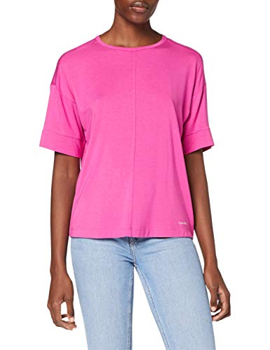 Calvin Klein S/s Curve Neck Top de Pijama, Rosa (Bright Magenta BM6), S para Mujer