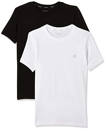 Calvin Klein Ss Tee Camiseta, Negro (Black/White 908), 176 centimeters (Talla del fabricante: 14-16) (Pack de 2) para Niños