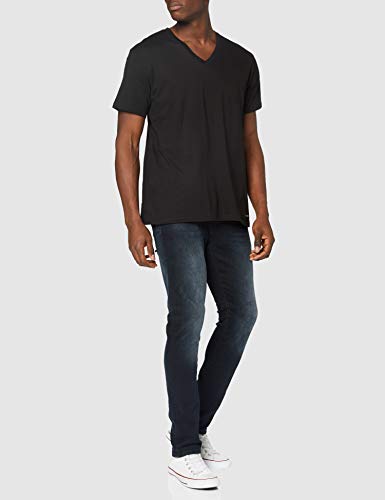 Calvin Klein S/s V Neck 3pk Camisa, Negro, XL Unisex Adulto