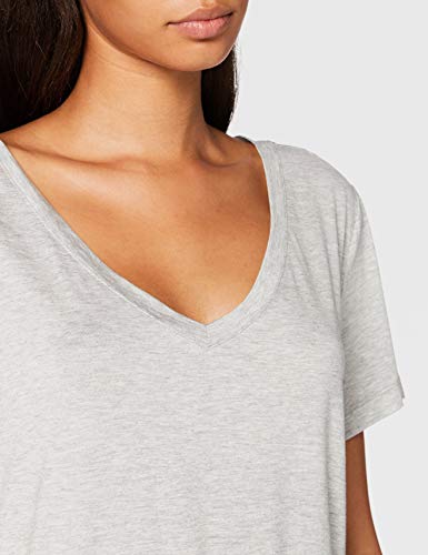 Calvin Klein S/S V Neck Camiseta de Pijama, Grey Heather, S para Mujer