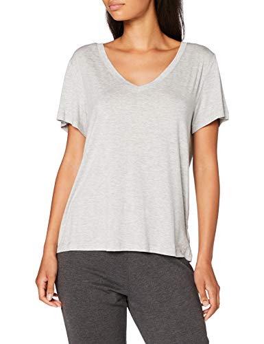 Calvin Klein S/S V Neck Camiseta de Pijama, Grey Heather, S para Mujer