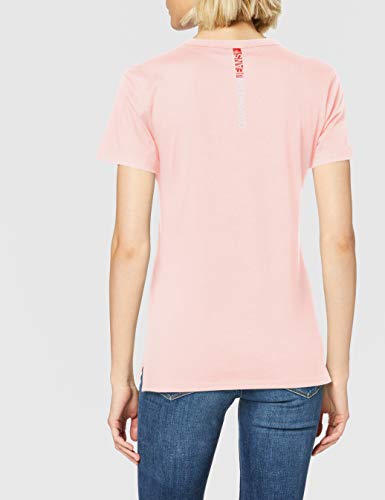 Calvin Klein Stripe Logo Slim tee Camiseta, Rosa (Keepsake Pink Tir), L para Mujer