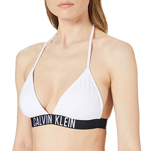 Calvin Klein Triangle-RP Parte Superior de Bikini, Pvh Classic Blanco, S para Mujer