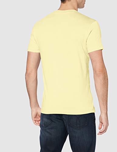 Calvin Klein Vegetable Dye Monogram Slim tee Camiseta, Amarillo (Mimosa Yellow Zhh), M para Hombre