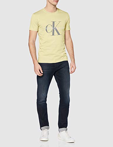 Calvin Klein Vegetable Dye Monogram Slim tee Camiseta, Amarillo (Mimosa Yellow Zhh), M para Hombre