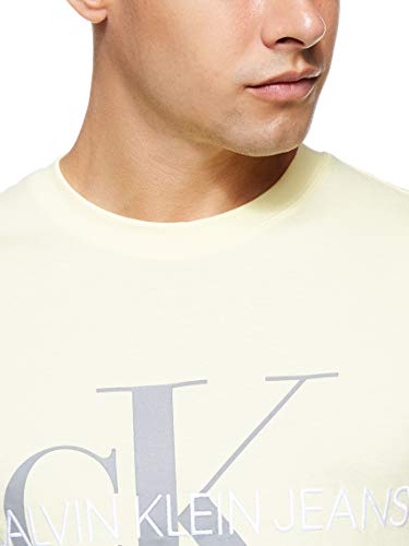 Calvin Klein Vegetable Dye Monogram Slim tee Camiseta, Amarillo (Mimosa Yellow Zhh), M para Hombre