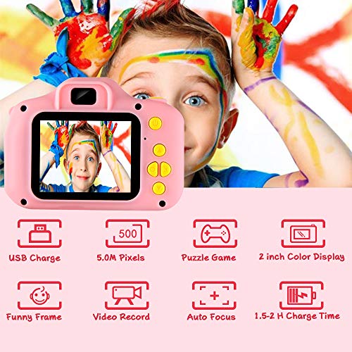 Cámara Digital para Niños Juguetes de Niña Regalos para Niños Pantalla HD de 2 Pulgadas 1080P Tarjeta de 32GB TF Regalos de Juguete para Niños de 3 a 12 años de Niños y Niñas Cumpleaños (Rosa)
