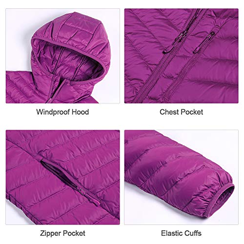 CAMEL CROWN Chaqueta de Plumón Invierno para Mujer Chaquetas de Esquí Ligero con Capucha, Jacket Nieve para Acampada y Marcha