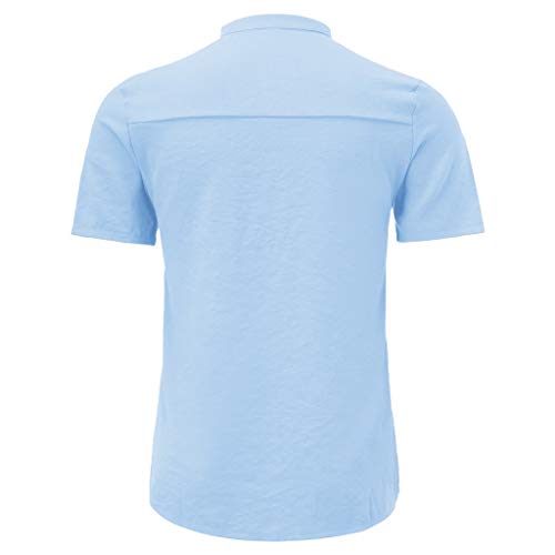 Camisa Algodón Y Lino Hombre Casual 2019 Nuevo Overdose Camisetas Hombre Manga Larga Color Sólido Cuello en V Botón Bolsillo Verano Blusa Tops Tallas Grandes S-XXL