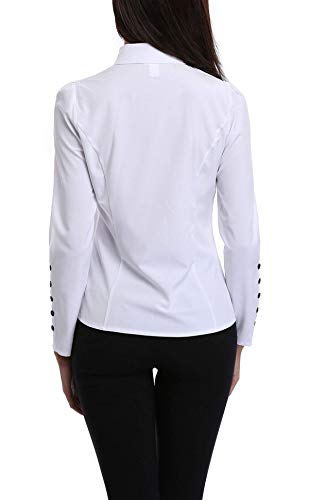 Camisa Básica Camisa Blusa Casual Manga Larga Informal con Cierre de Botón Delgado Formal, Ideal para Oficina/Trabajo/Entrevista