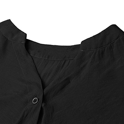 Camisa Casual Manga Corta Mujer, Covermason Blusa líder de Estiramiento de Color sólido de Las Mujeres(L,Negro)