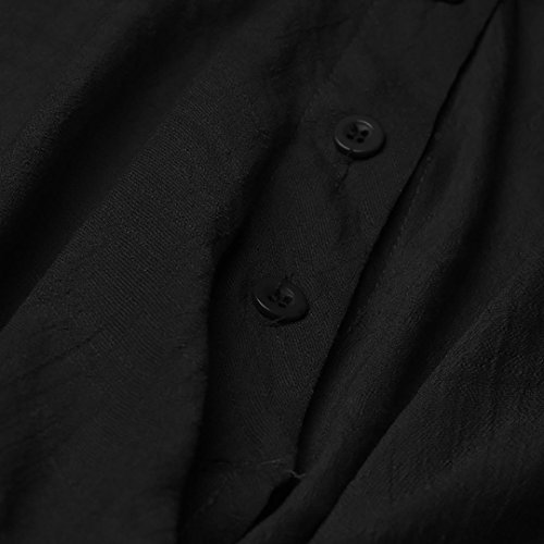 Camisa Casual Manga Corta Mujer, Covermason Blusa líder de Estiramiento de Color sólido de Las Mujeres(L,Negro)