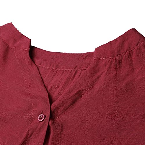 Camisa Casual Manga Corta Mujer, Covermason Blusa líder de Estiramiento de Color sólido de Las Mujeres(L,Rojo)