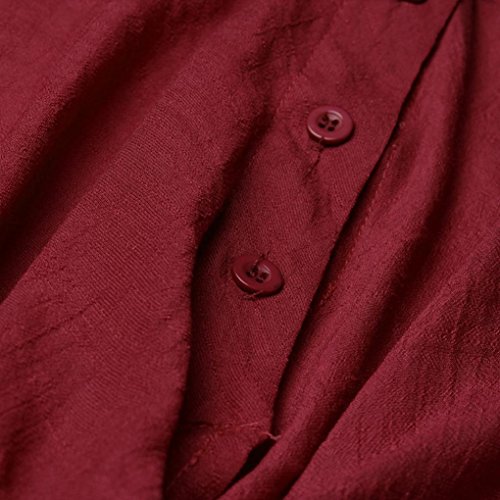 Camisa Casual Manga Corta Mujer, Covermason Blusa líder de Estiramiento de Color sólido de Las Mujeres(L,Rojo)