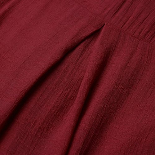 Camisa Casual Manga Corta Mujer, Covermason Blusa líder de Estiramiento de Color sólido de Las Mujeres(L,Rojo)