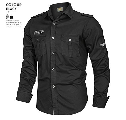 Camisa de algodón de manga larga para hombre de otoño estilo militar