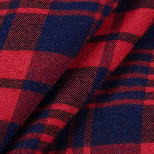 Camisa De Leñador Mujer Primavera Festival Shirts Elegante Otoño de Moda Moda Ocasional Vintage Camisas Manga Larga A Cuadros Barco Cuello Sin Tirantes Irregularmente con Botonadura Blusas