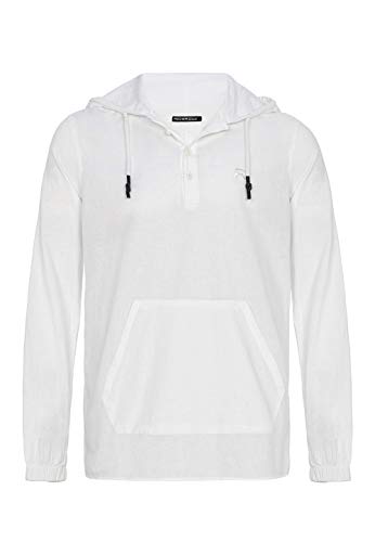 Camisa de Lino para Hombre Sudadera con Capuche Suéter Fino Tunik Hooded Blanco XL