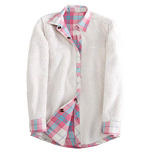 Camisas-a-Suadros Mujeres Manga-Larga Invierno Blusas-Franela Caliente Casual-Tops