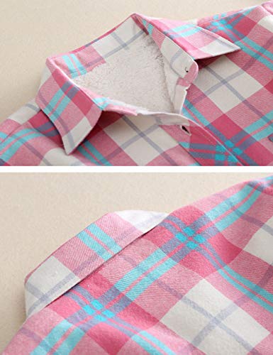 Camisas-a-Suadros Mujeres Manga-Larga Invierno Blusas-Franela Caliente Casual-Tops