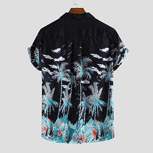 Camisas Hawaiana,Casual, Suelto, Abotonado, Manga Corta, Novedad, Palmera Tropical, Estampado, Negro, Secado Rápido, Transpirable, Estilo Hawaiano, Vintage, Aloha, Camisa, para, Hombre, Mujer