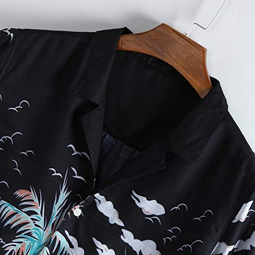 Camisas Hawaiana,Casual, Suelto, Abotonado, Manga Corta, Novedad, Palmera Tropical, Estampado, Negro, Secado Rápido, Transpirable, Estilo Hawaiano, Vintage, Aloha, Camisa, para, Hombre, Mujer