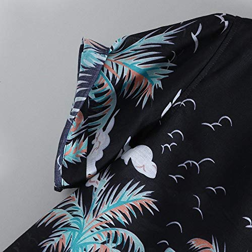 Camisas Hawaiana,Casual, Suelto, Abotonado, Manga Corta, Novedad, Palmera Tropical, Estampado, Negro, Secado Rápido, Transpirable, Estilo Hawaiano, Vintage, Aloha, Camisa, para, Hombre, Mujer