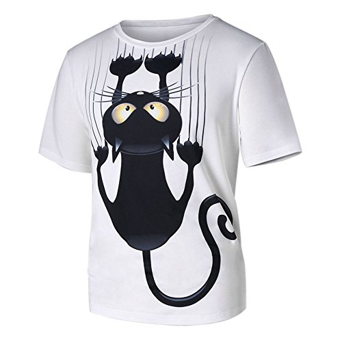 Camisas Hombre Manga Corta LANSKIRT Unisex Camiseta de Pareja con Estampado de Gatos para Hombres y Mujeres Blusas t Shirt Polos Tops Verano Casual