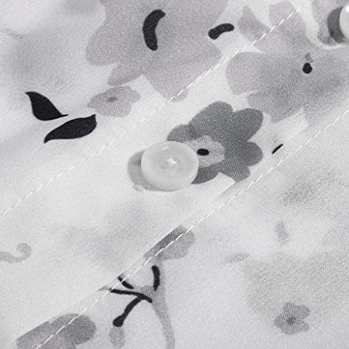 Camisas Mujer Manga Larga 2019 SHOBDW Liquidación Venta Camisetas Mujer Leopardo Blusas Mujer Tallas Grandes Cuello en V Botón Tops Mujer Regular Fit Sexy Camisas Mujer Floral S-5XL(Azul,S)