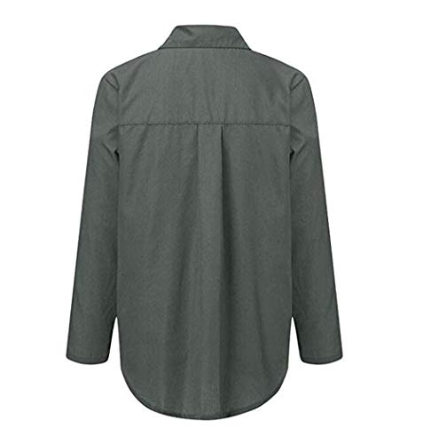 Camisas Vaquera Mujer Blusa con Botones Camisetas Manga Larga Sexy Tops Color Sólido Cuello en V Low Cut Sexy Camisetas y Tops Camisas De Vestir