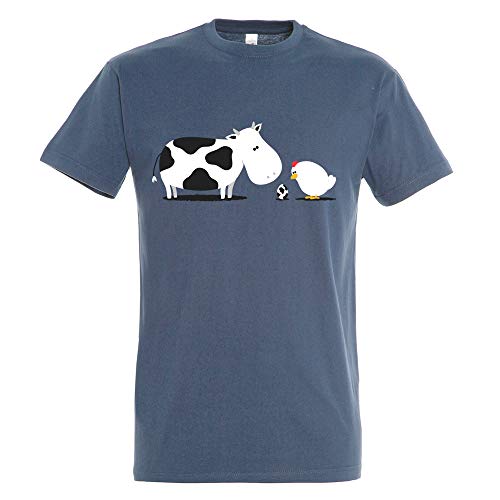 Camiseta A Birth Day - Animales - Humor - Color Azul Denim - 100% Algodón - Serigrafía