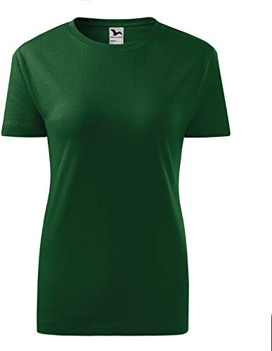 Camiseta clásica para mujer. Verde botella. S