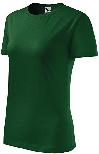 Camiseta clásica para mujer. Verde botella. S
