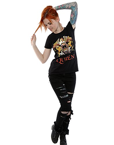 Camiseta con el logo de Queen, para mujera negro Large