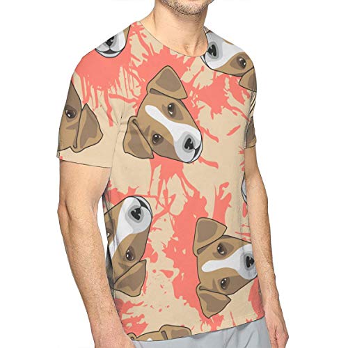 Camiseta de algodón con Estampado de Perro Decorativo de Manga Corta para Hombre XL