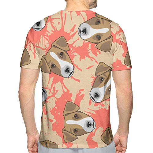 Camiseta de algodón con Estampado de Perro Decorativo de Manga Corta para Hombre XL
