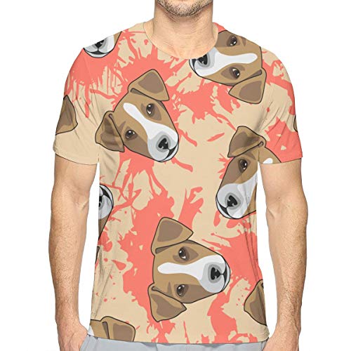Camiseta de algodón con Estampado de Perro Decorativo de Manga Corta para Hombre XL