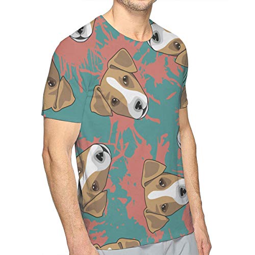 Camiseta de algodón Ok de Manga Corta con Estampado de Perros Decorativos para Hombre XXL