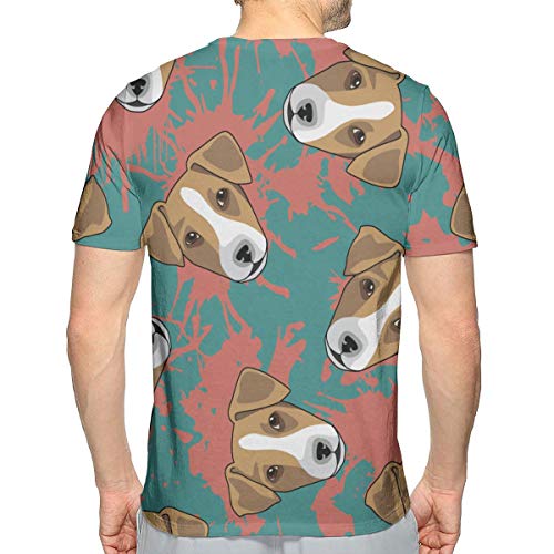 Camiseta de algodón Ok de Manga Corta con Estampado de Perros Decorativos para Hombre XXL